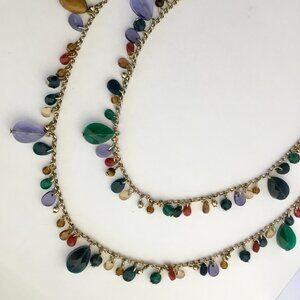 NEW Talbots Gold Tone w/Cut Crystals, Tiger’s Eye & Glass Beads Necklace